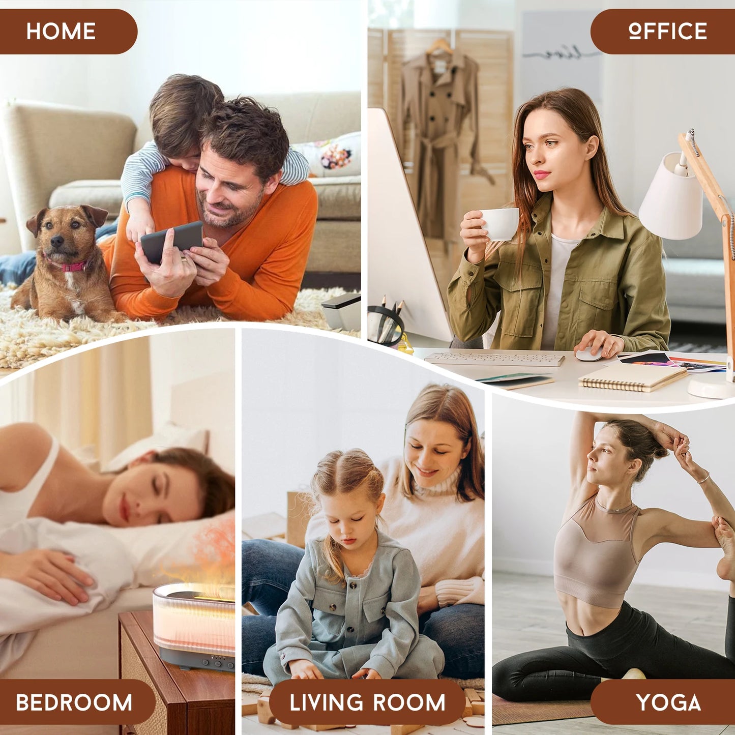 Sejoy  Essential Oils Humidifier Flame  Fragrance Diffuser  Light