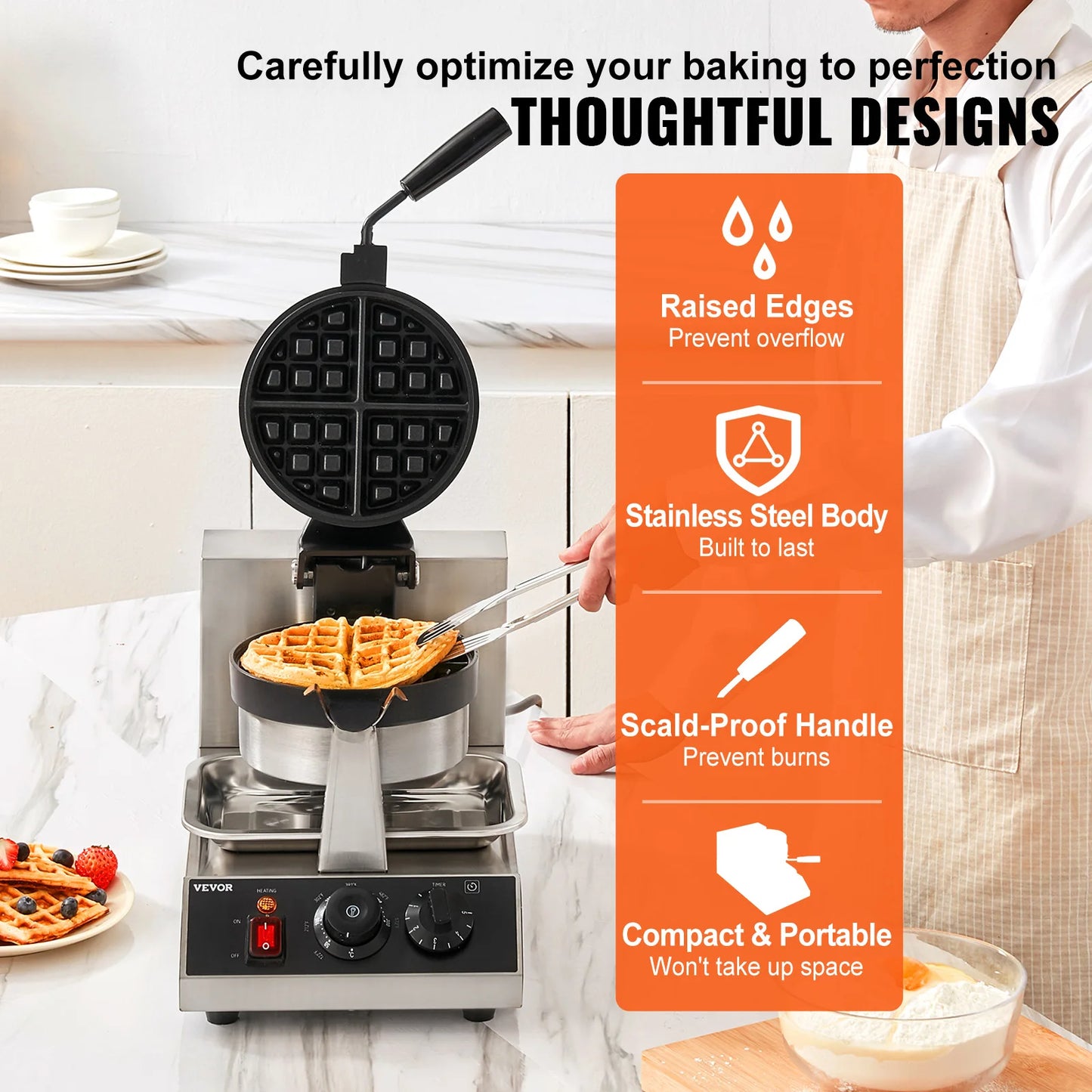 SucceBuy Electric Waffle Maker Stainless Steel