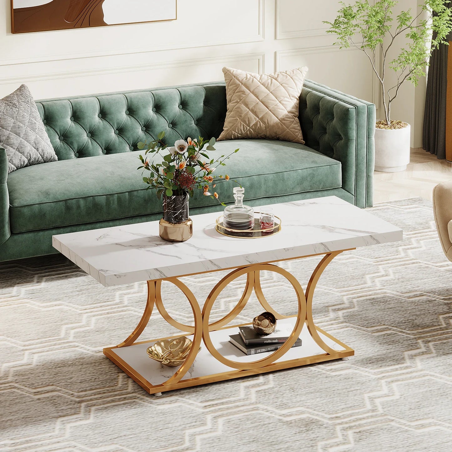 Tribesigns Rectangle Modern Coffee Table For Living Room