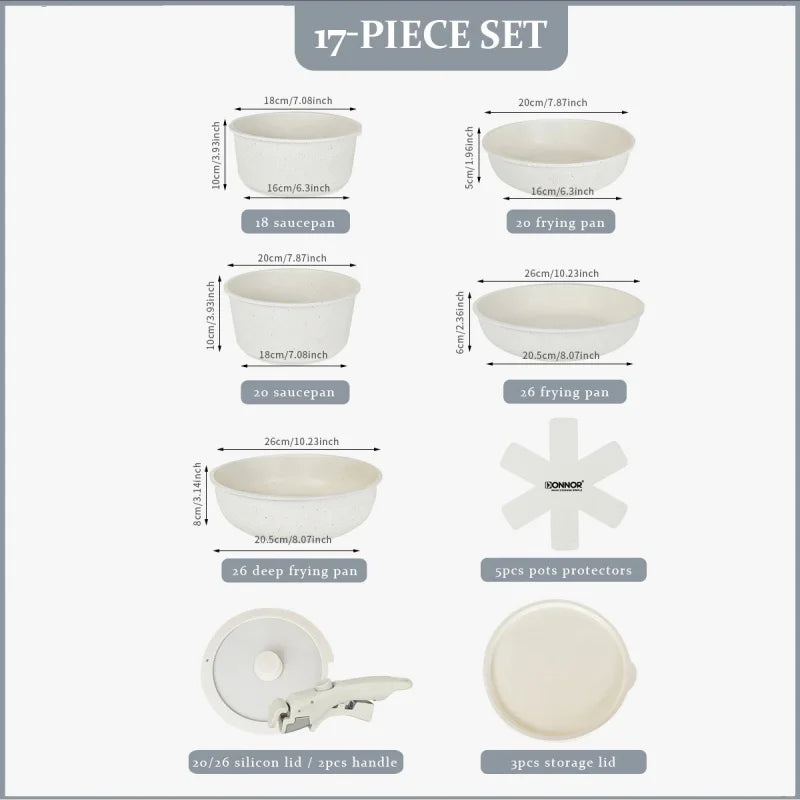 DONNOR Cookware Set  Aluminum  Induction Suitable Non-stick
