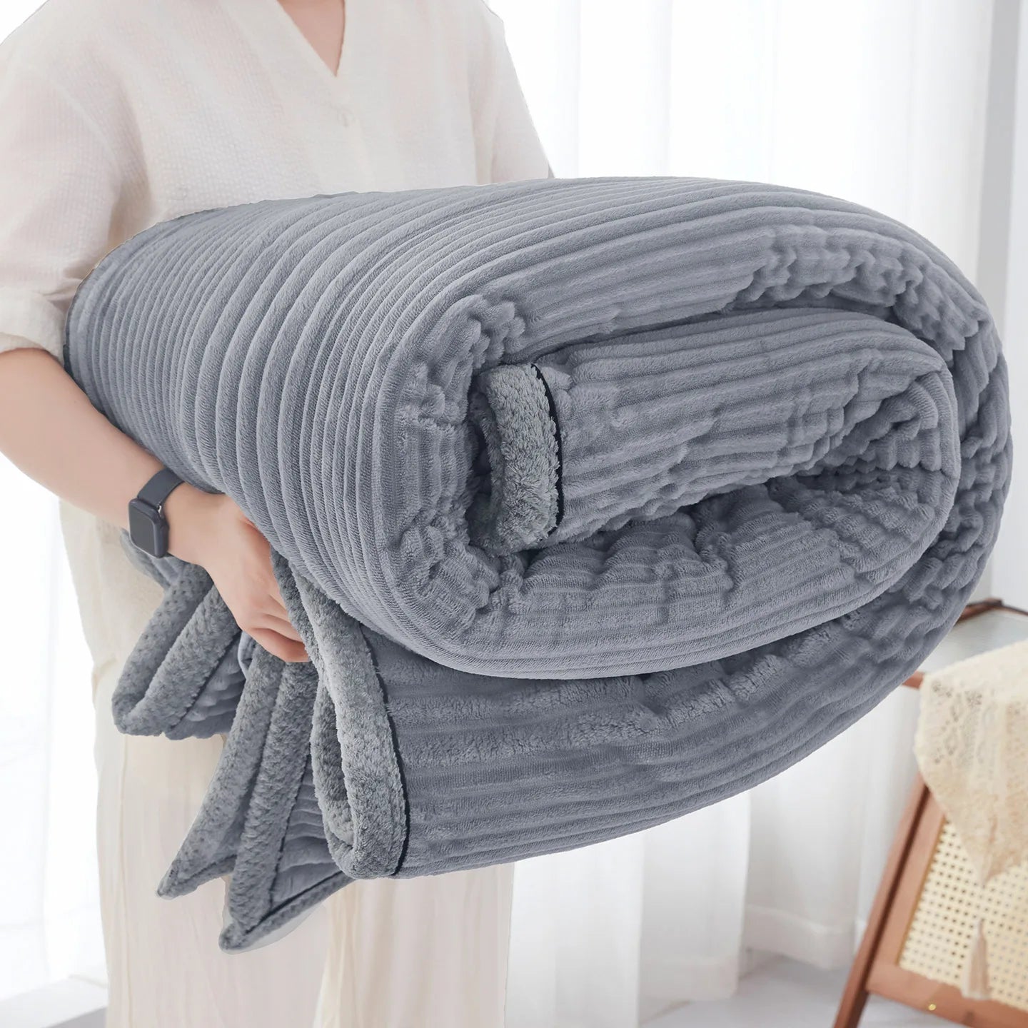 Ribbed Bed Blanket Throw Blanket