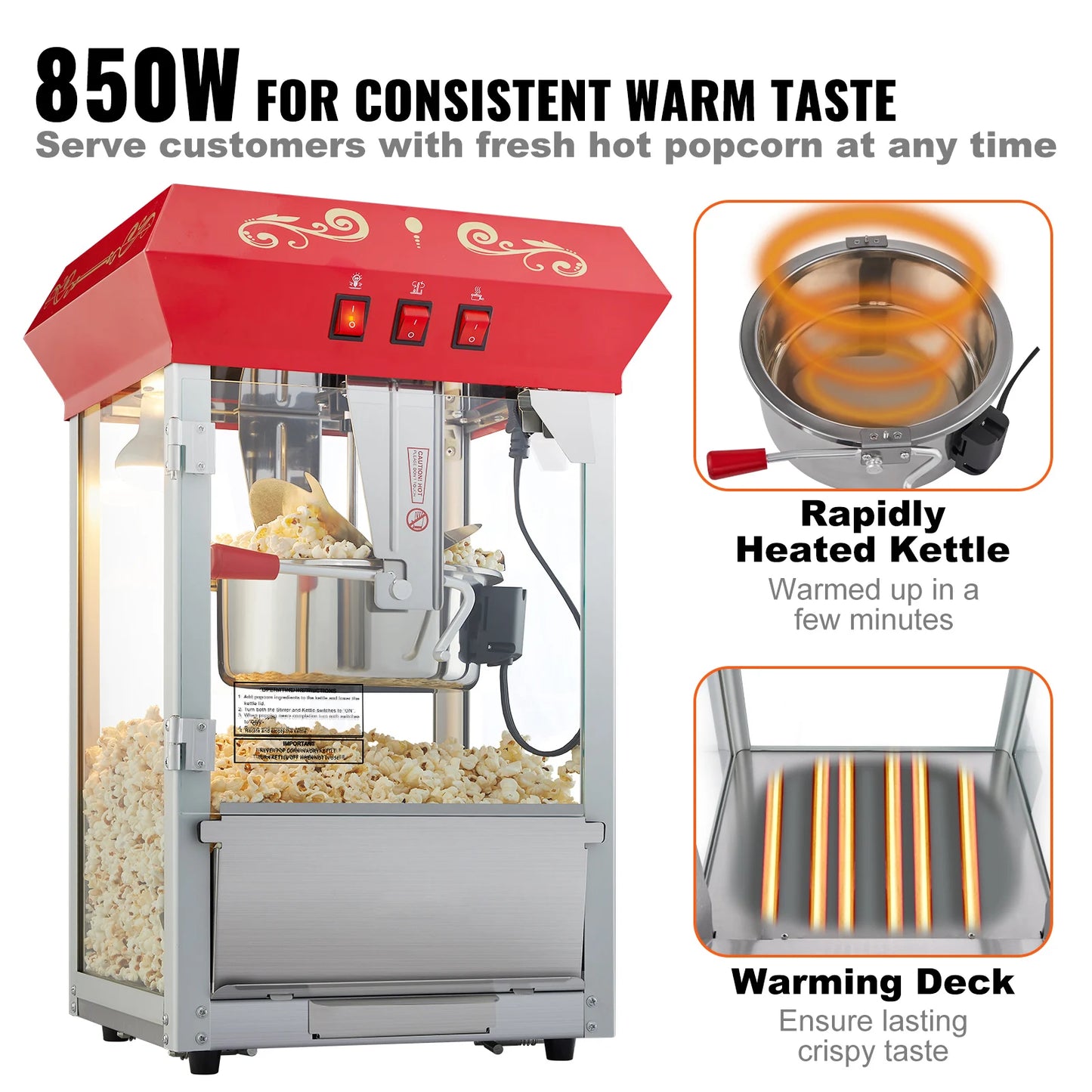 SucceBuy 8/12Oz Electric Popcorn Maker Commercial Machine