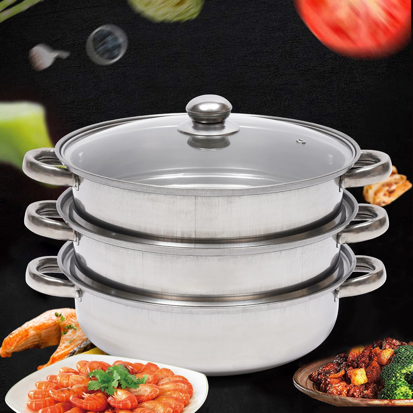 28CM Multi-Function 3 Tier Cook Food Veg Pot Large