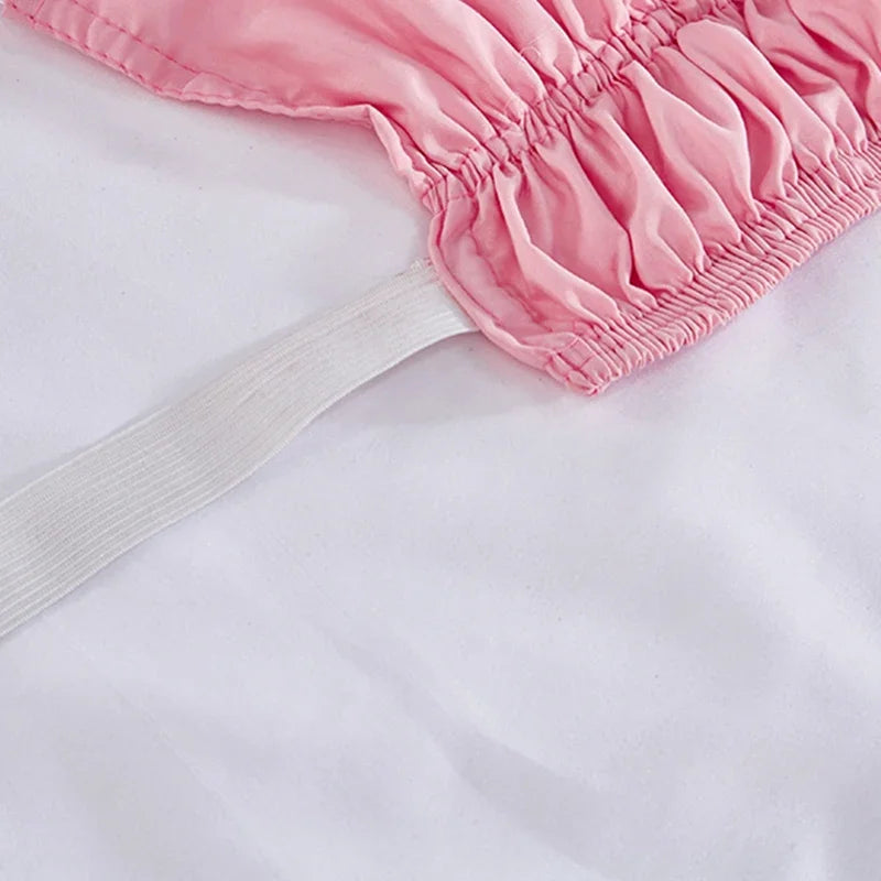 4 Layers Ruffled Bed Skirt Wrap Around Elastic bed skirt