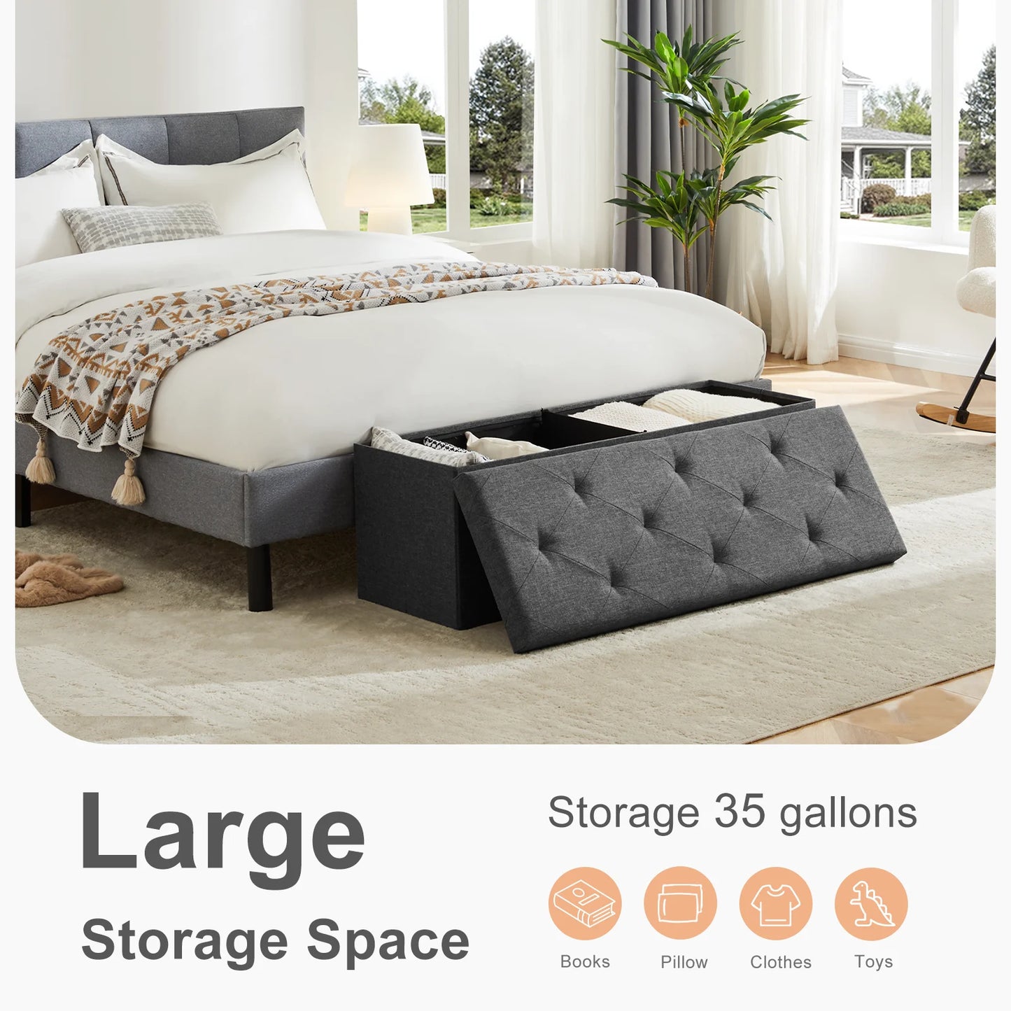 JHK Living Room Hidden Storage Footstool