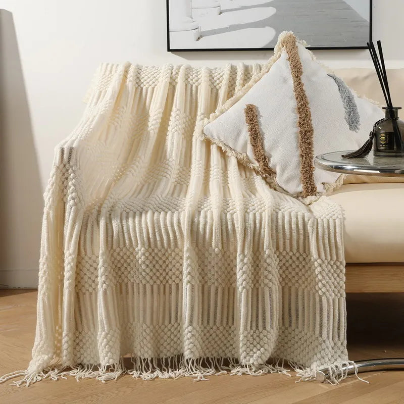 Luxury Solid Color Fringe Bean Blankets