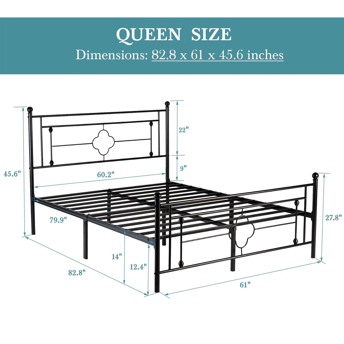 HOOMIC 14 Inch Metal Platform Bed Frame,