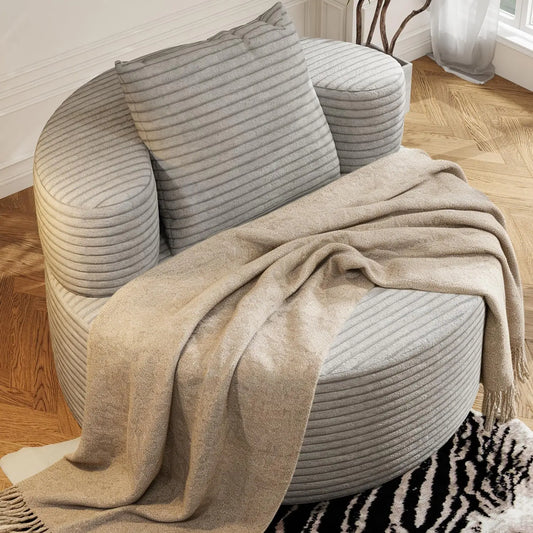 Gray 3-Seater Cloud Sectional Sofa with Ottoman