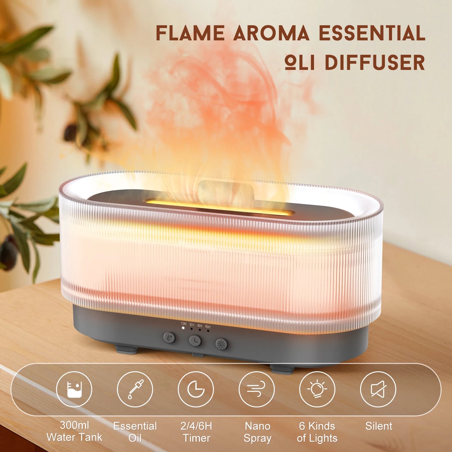 Sejoy  Essential Oils Humidifier Flame  Fragrance Diffuser  Light