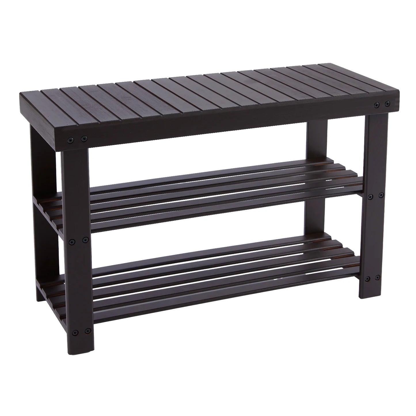 JHK Living Room 3-Tier Bamboo Shoe Rack Bench