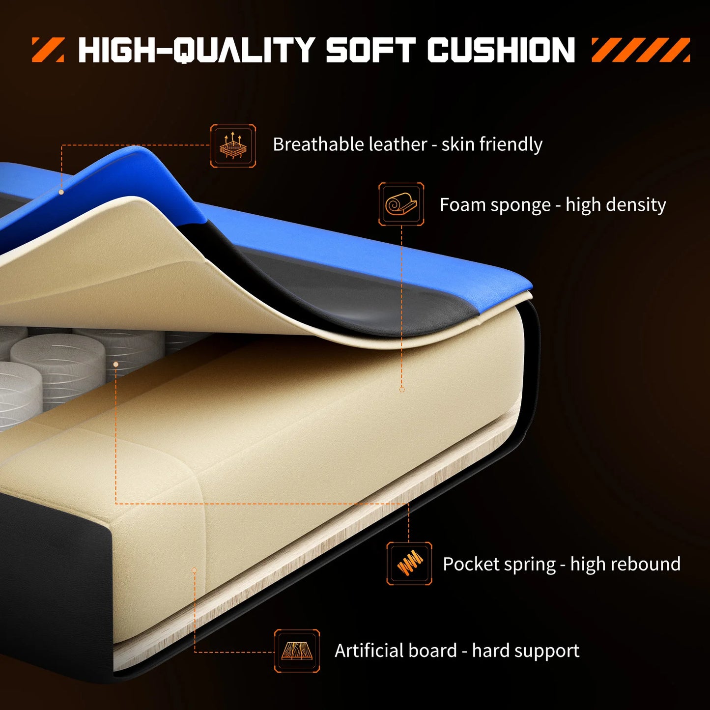 JHK Ergonomic Racing Gaming Chair Adjustable Swivel