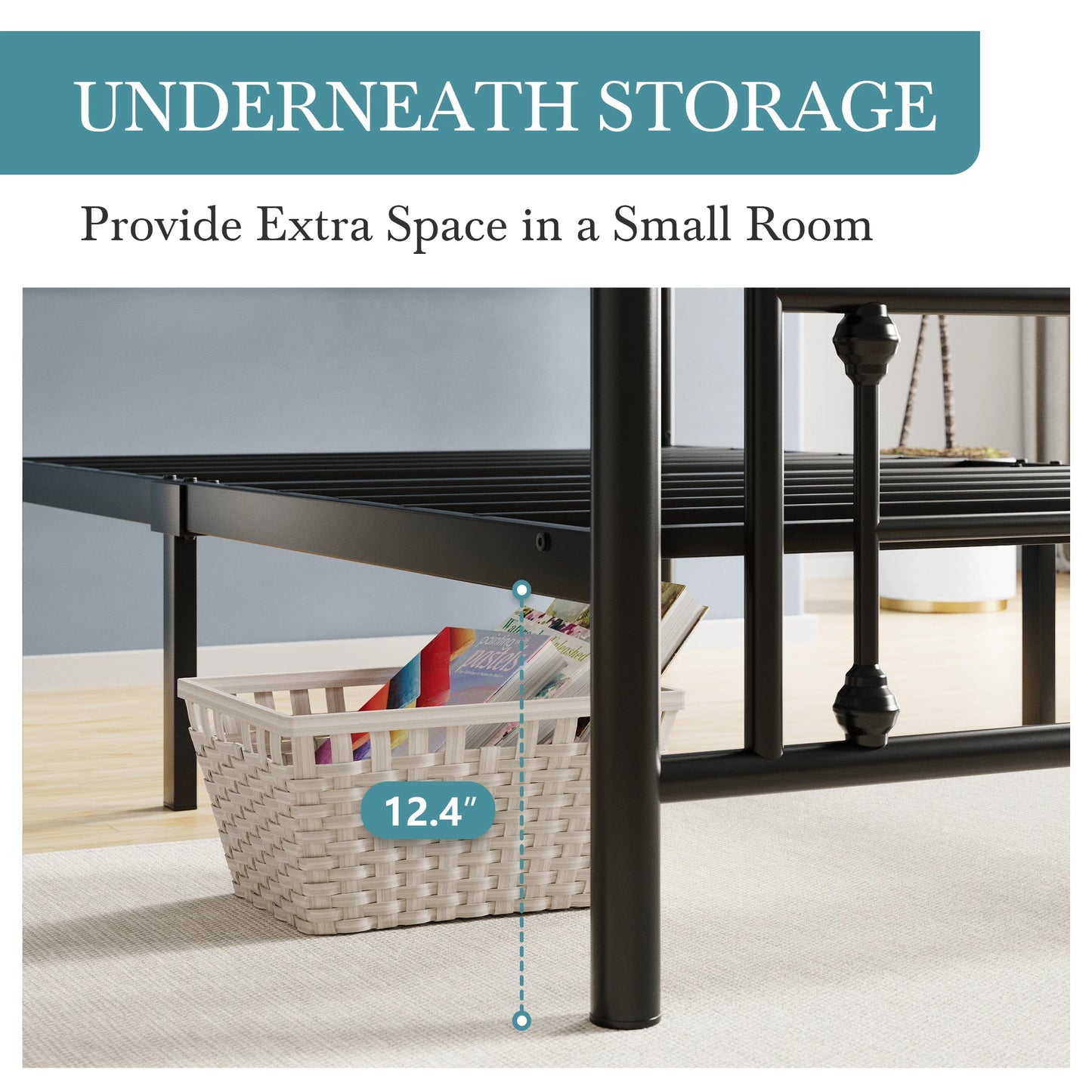 HOOMIC 14 Inch Metal Platform Bed Frame,