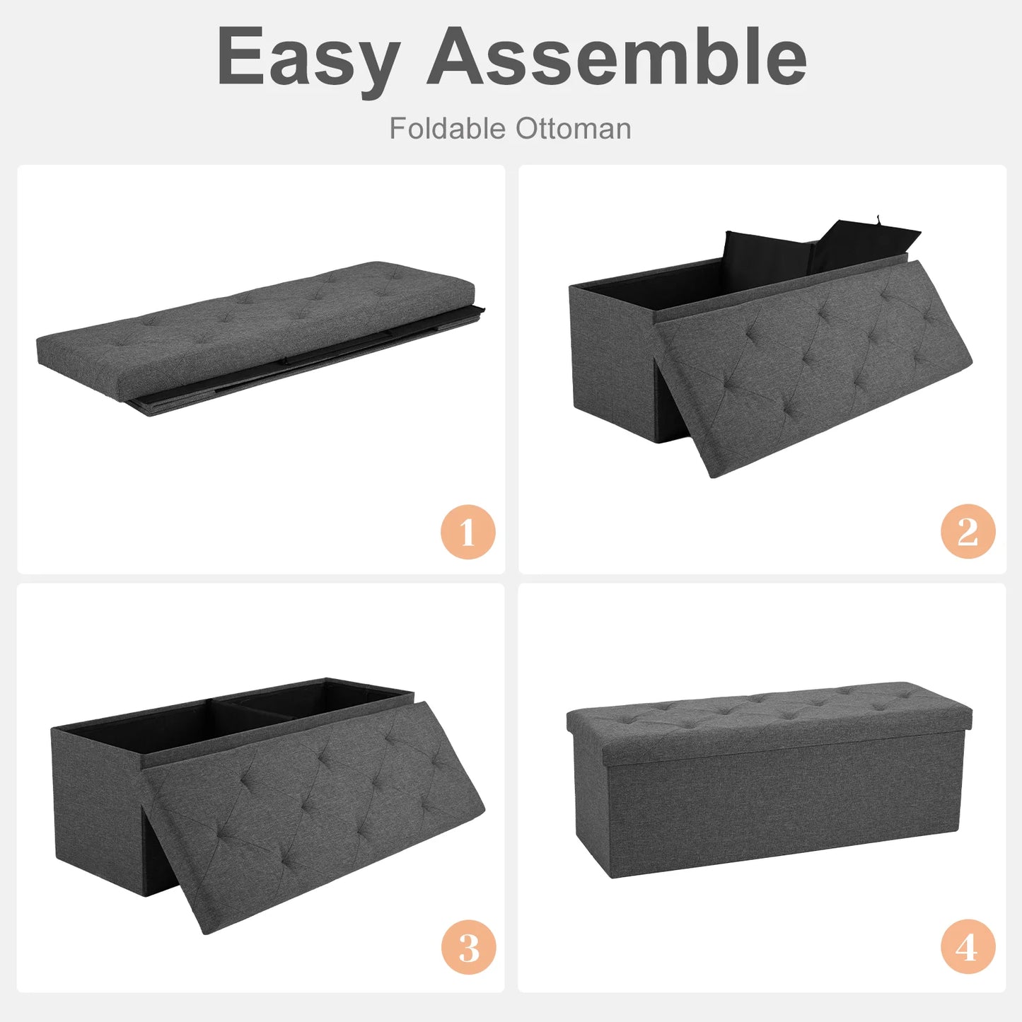 JHK Living Room Hidden Storage Footstool