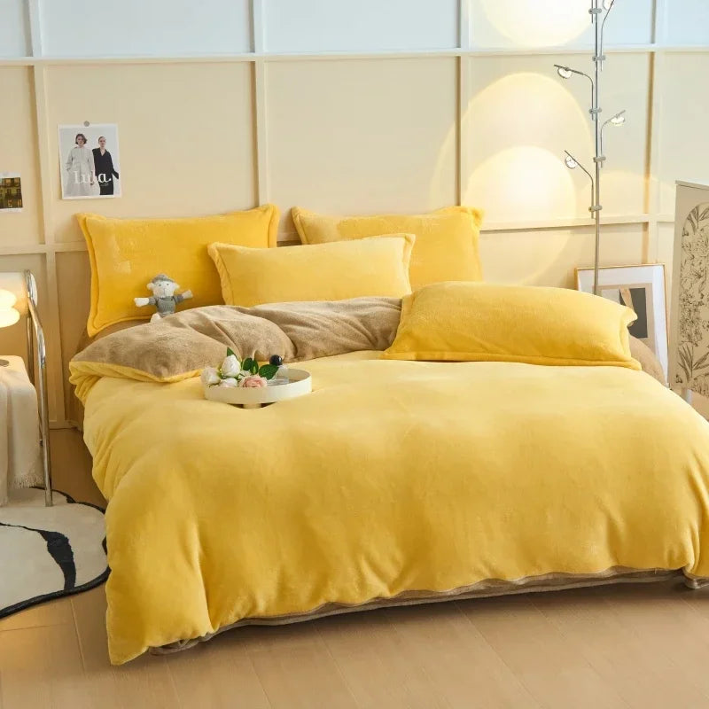 2024 new thickened autumn and winter solid color Quilt Bed Cover