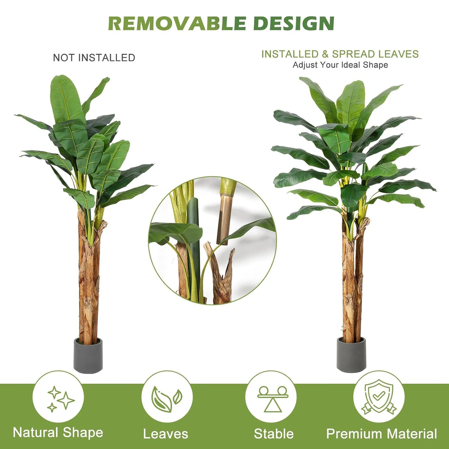 Artificial Banana Tree 7FT/6FT/5FT With Grey Planter
