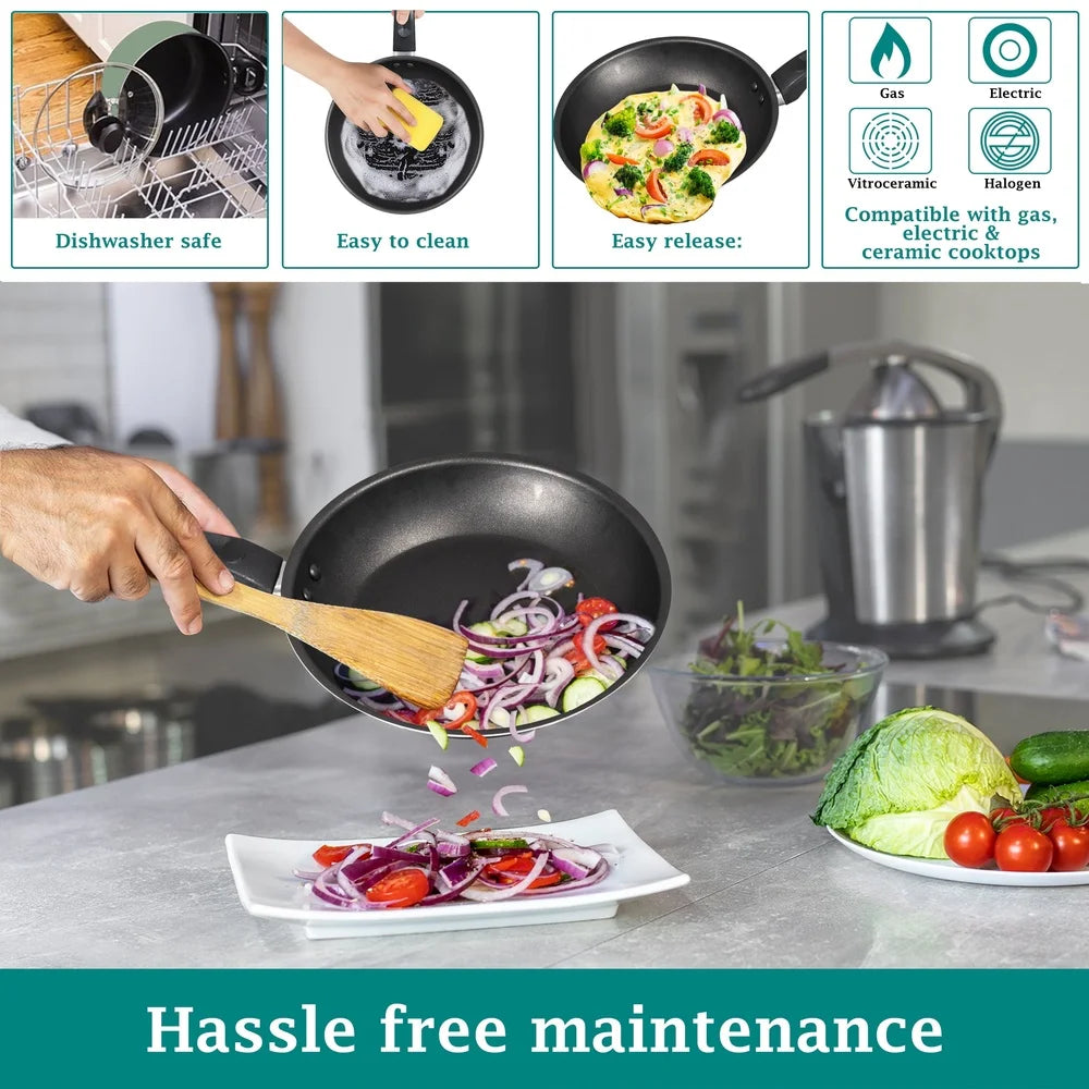 7 Piece Nonstick Cookware Set Lightweight Aluminum