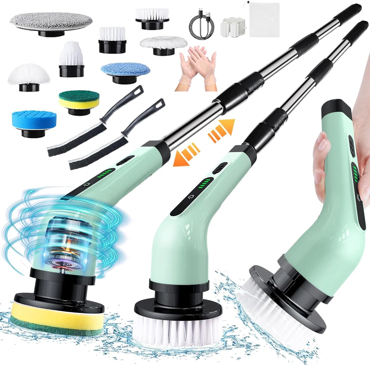 2025 Electric Rotating Floor Scrubber, Rechargeable Cleaning Brush