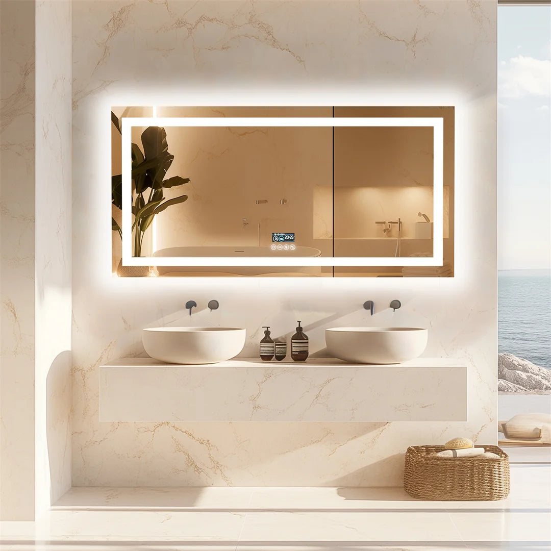 LUVODI Large Illuminated Bluetooth Bathroom Mirror Rectangle