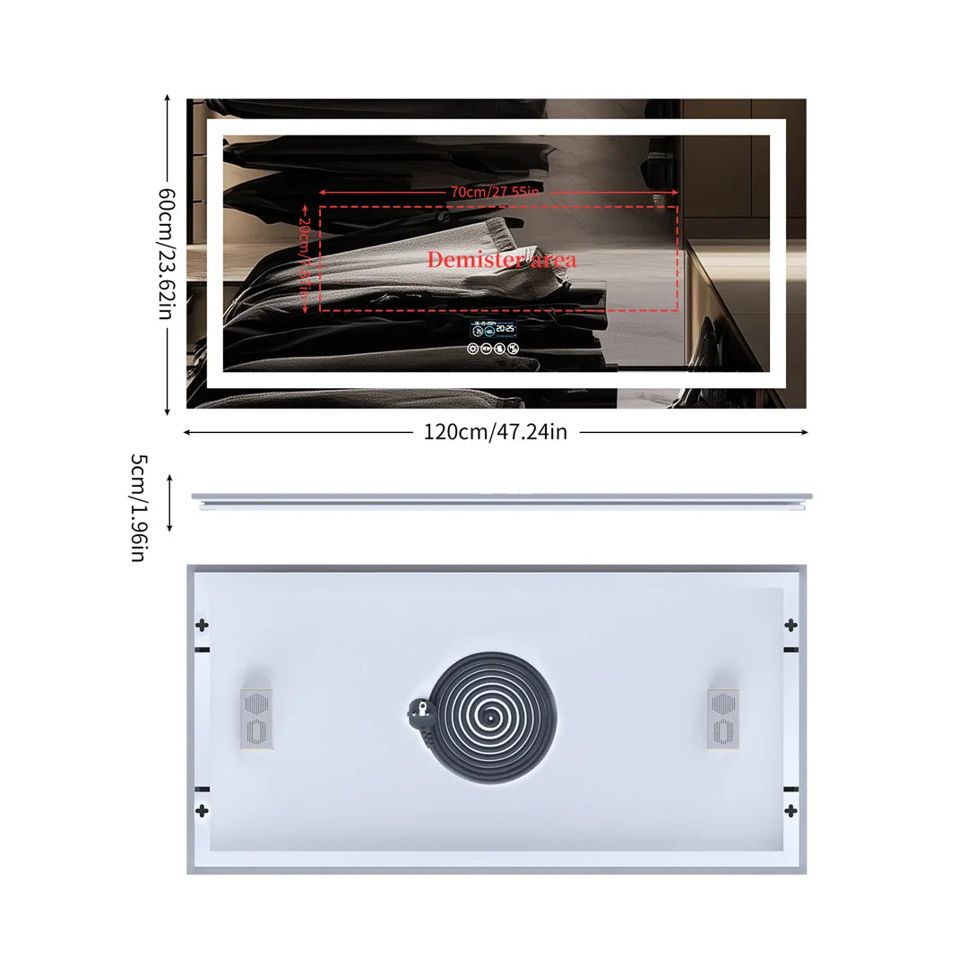 LUVODI Large Illuminated Bluetooth Bathroom Mirror Rectangle