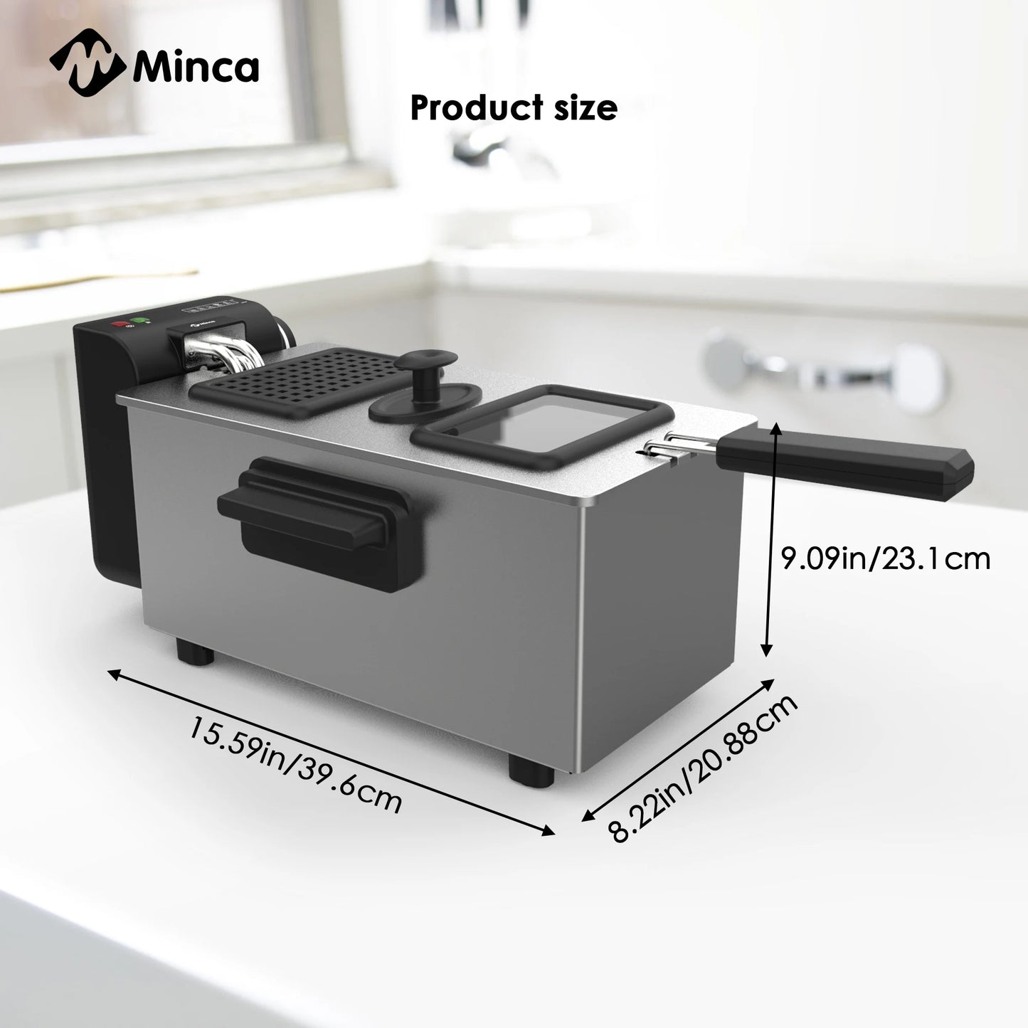 M Minca 3L Electric Deep Fryer with Hooked Fry Basket