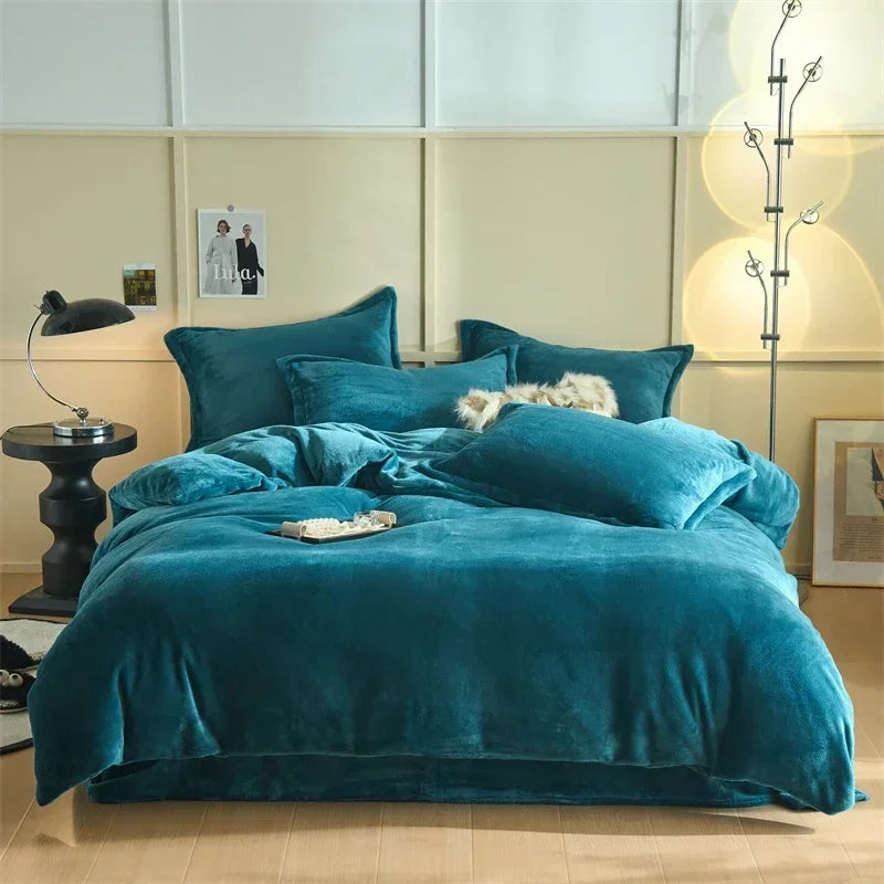 2024 new thickened autumn and winter solid color Quilt Bed Cover