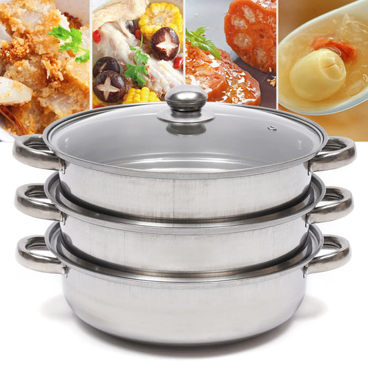 28CM Multi-Function 3 Tier Cook Food Veg Pot Large