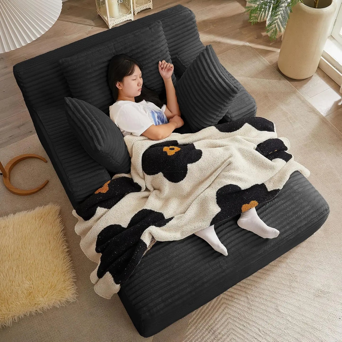 Oversized Chaise Lounge Chair with 3 Comfy Pillows