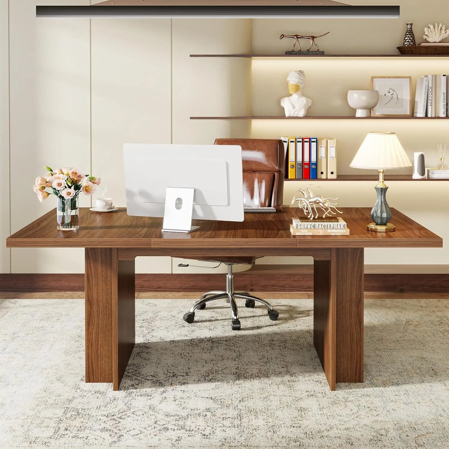 Farmhouse Dining Table for 6 to 8, 63-Inch Rectangular