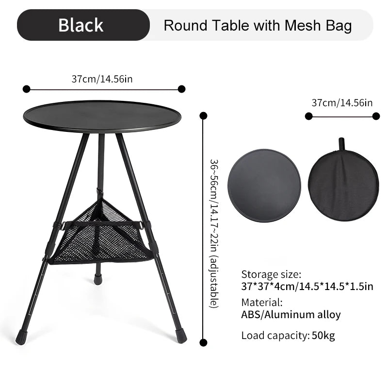 WESTTUNE Outdoor Round Table with Mesh Bag 2 Pcs Set
