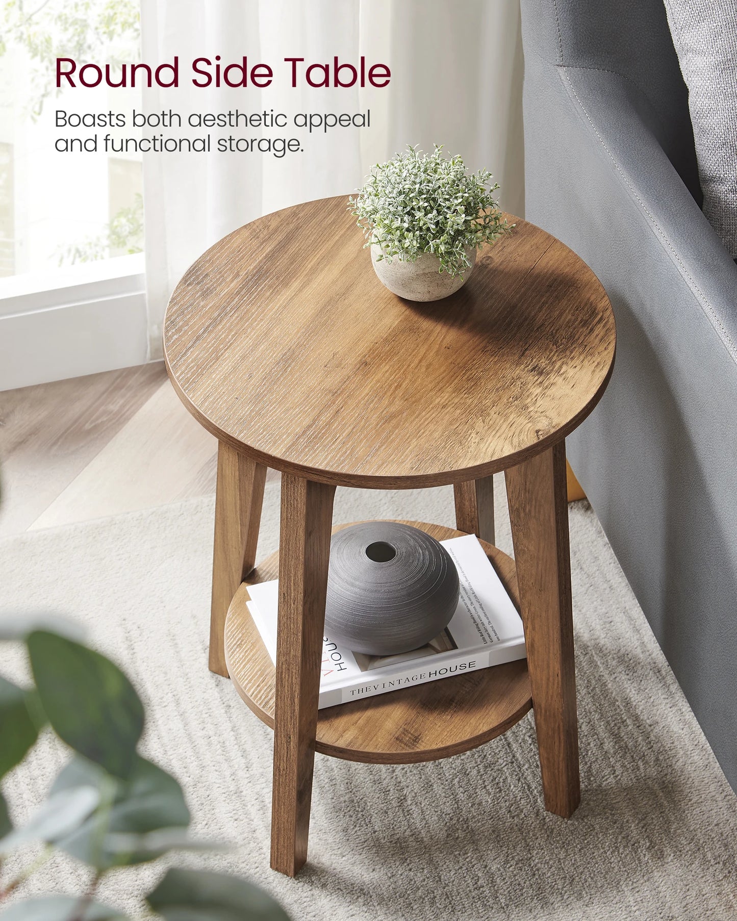 VASAGLE Side Table, Small Round End Table