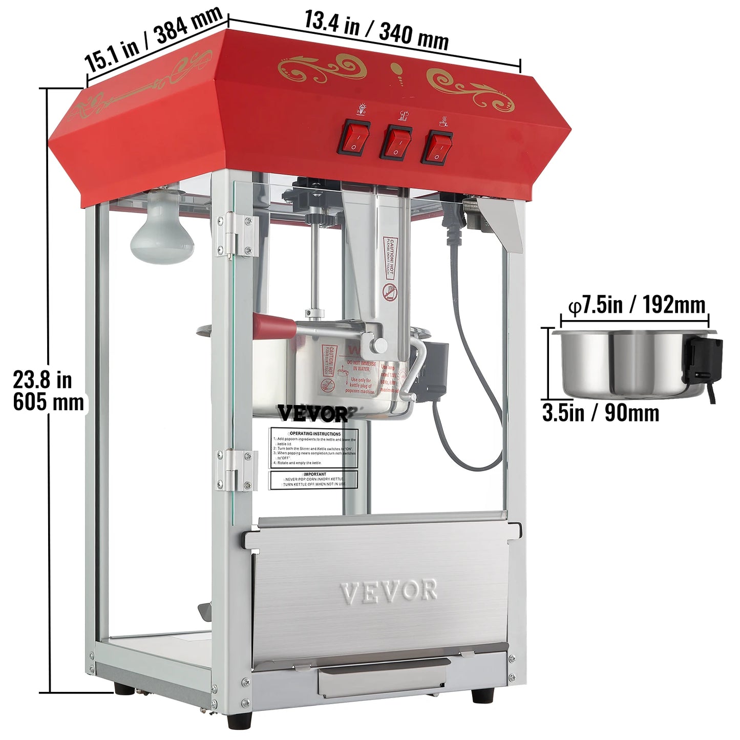 SucceBuy 8/12Oz Electric Popcorn Maker Commercial Machine