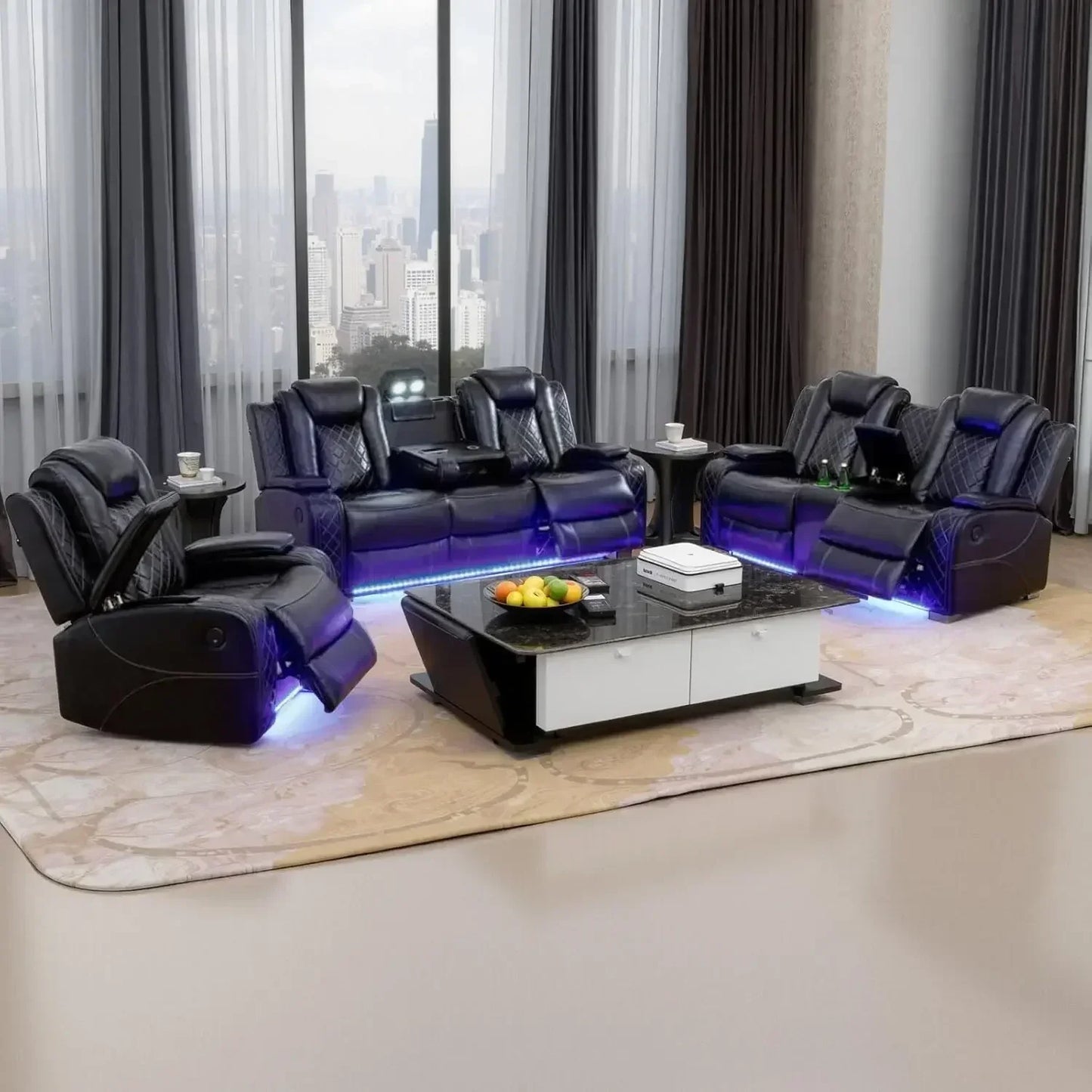 Hot sales Power Living Room Furniture Sets      ,Sectional Sofa Loveseat with Wireless Charging