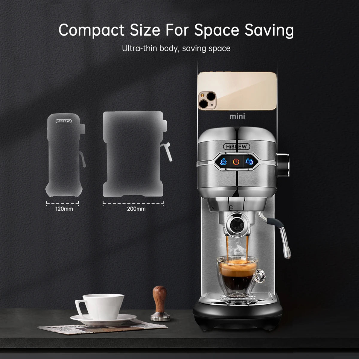 HiBREW Coffee Maker Cafetera 20 Bar Inox Semi Automatic