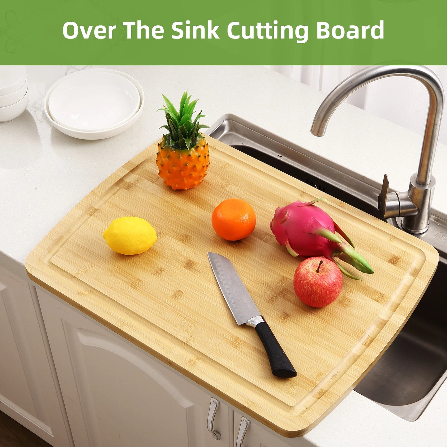 Bamboo Cutting Board for Kitchen, 24" x 18" Extra Large