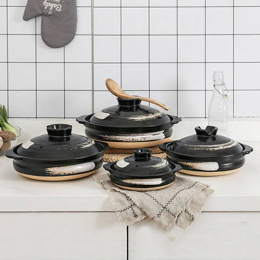 1 Pcs Ceramic Casserole Japanese Style Black Small Clay