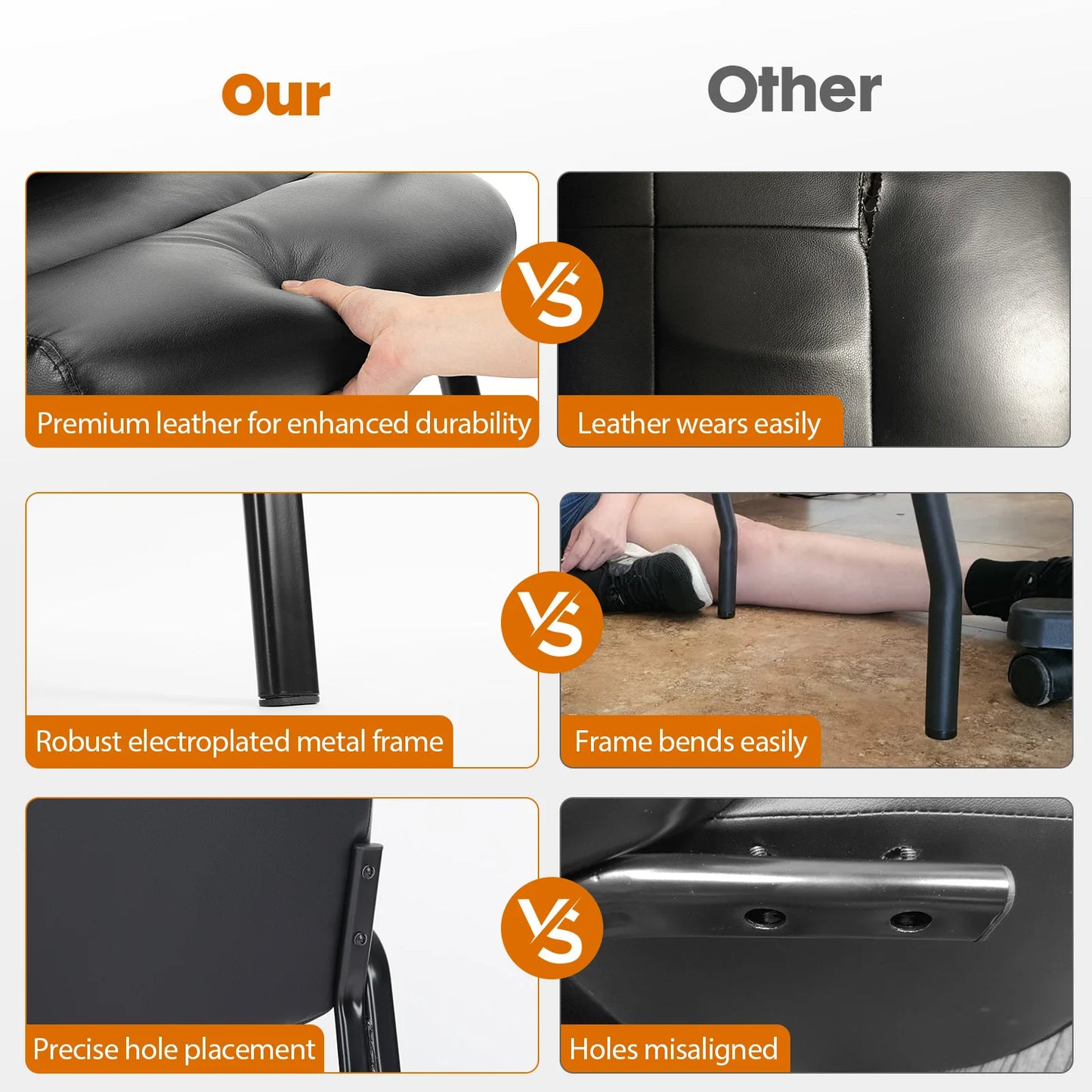 JHK Pu Leather Office Waiting Room Guest Chair Metal Frame