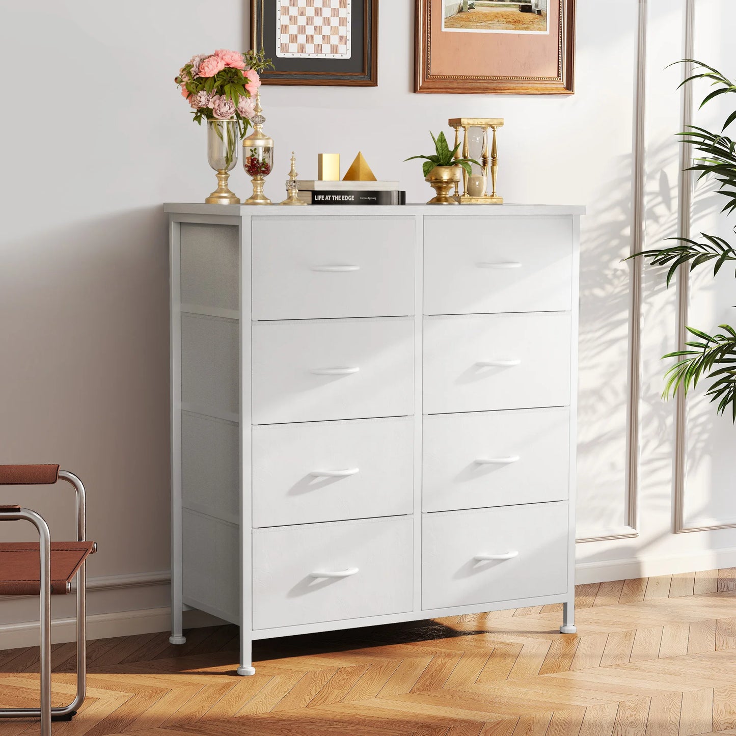 JHK Dresser Children's Wardrobe Bedroom 8 Fabric Drawers