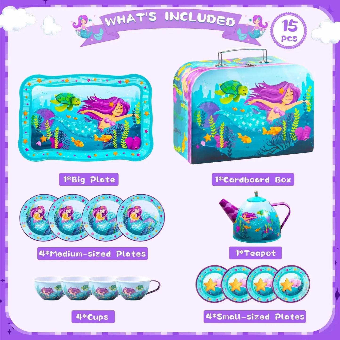 Joyfy Kid Tea Set Mermaid / Princess Play tea set