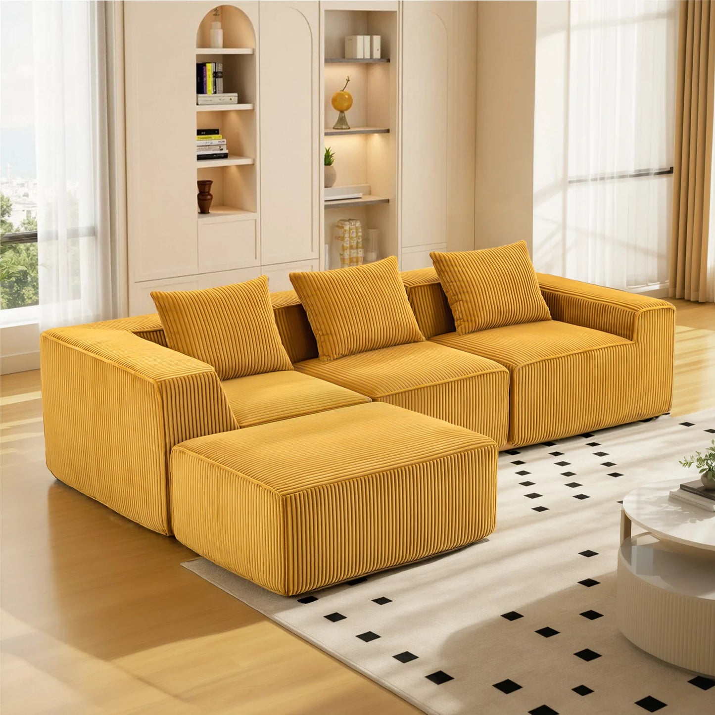 Sectional boneless Couch with L-Shape Chaise