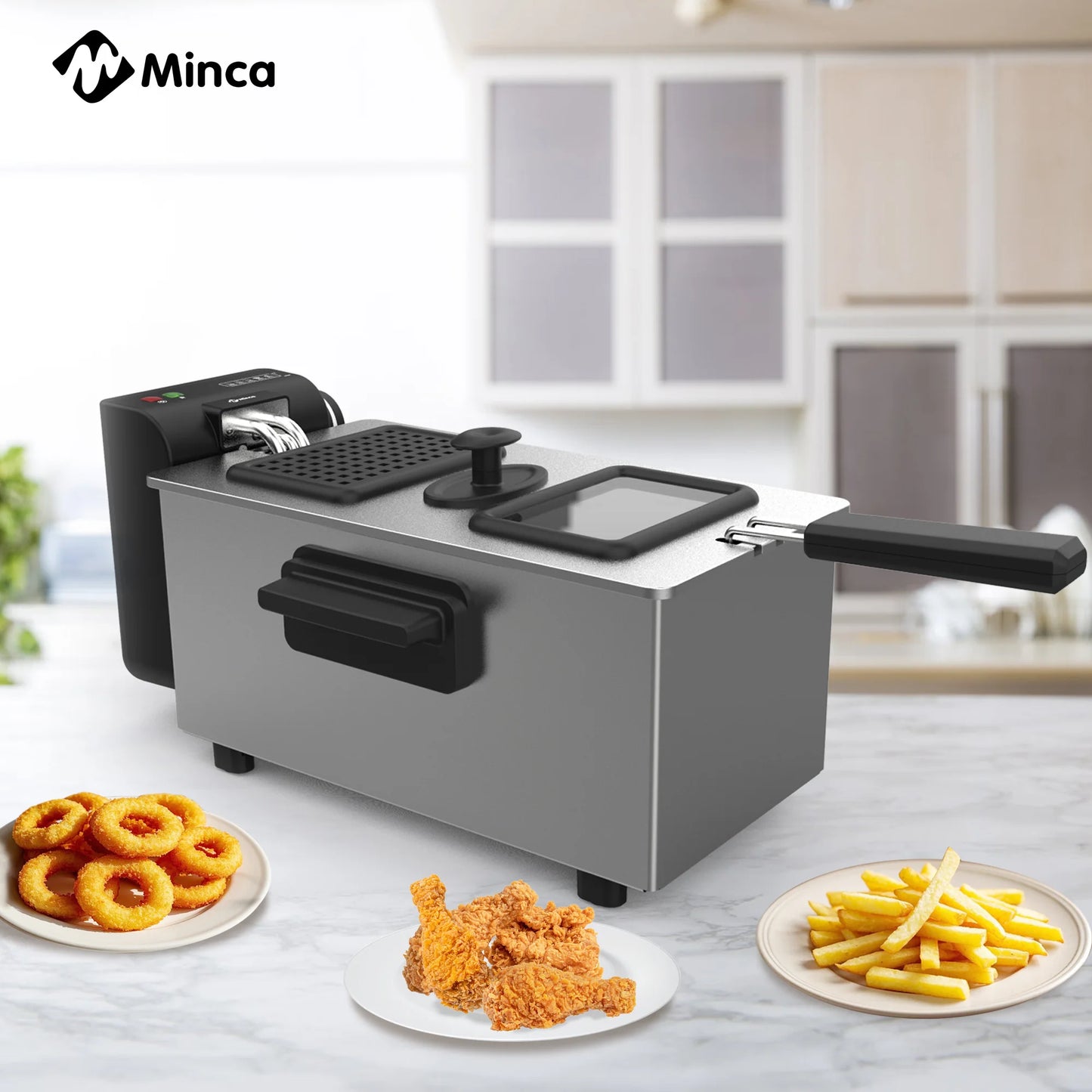 M Minca 3L Electric Deep Fryer with Hooked Fry Basket