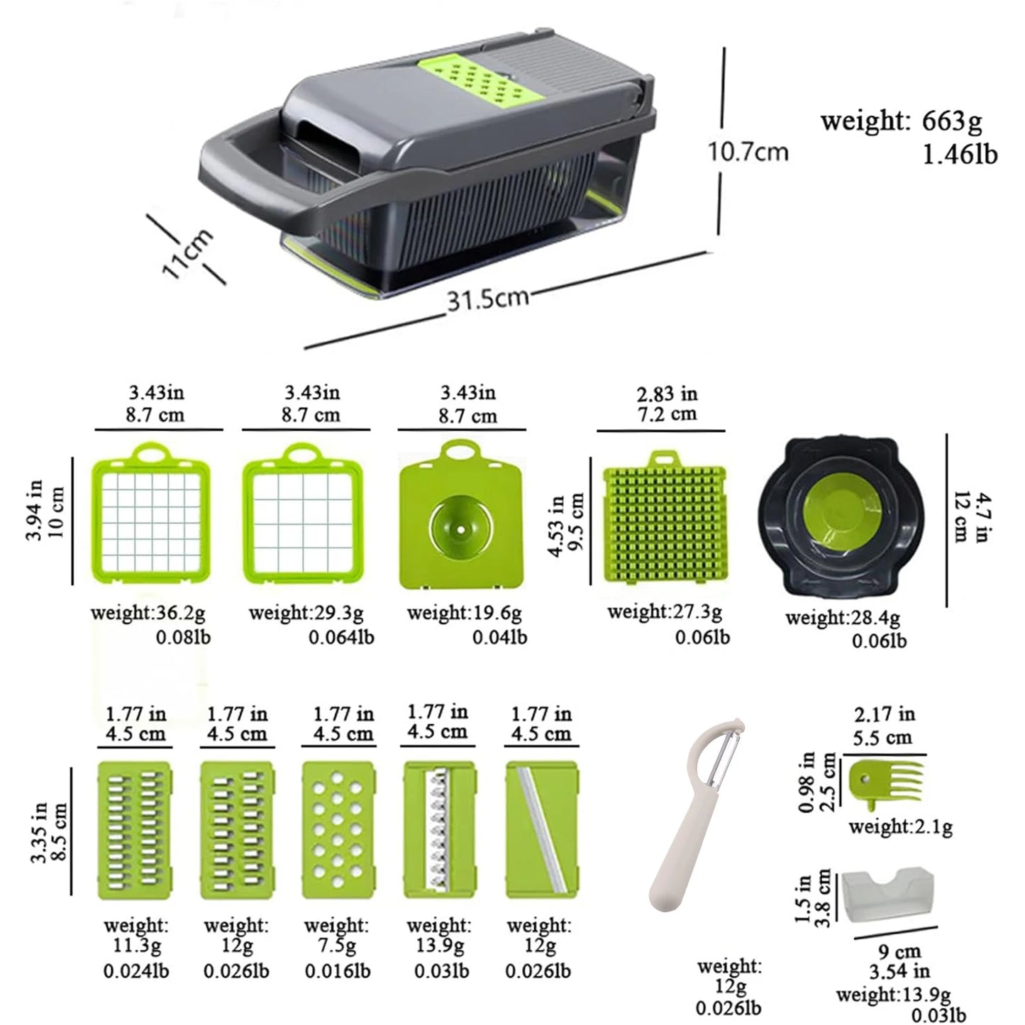 16 x 1 Kitchen professional chopper-type slicer