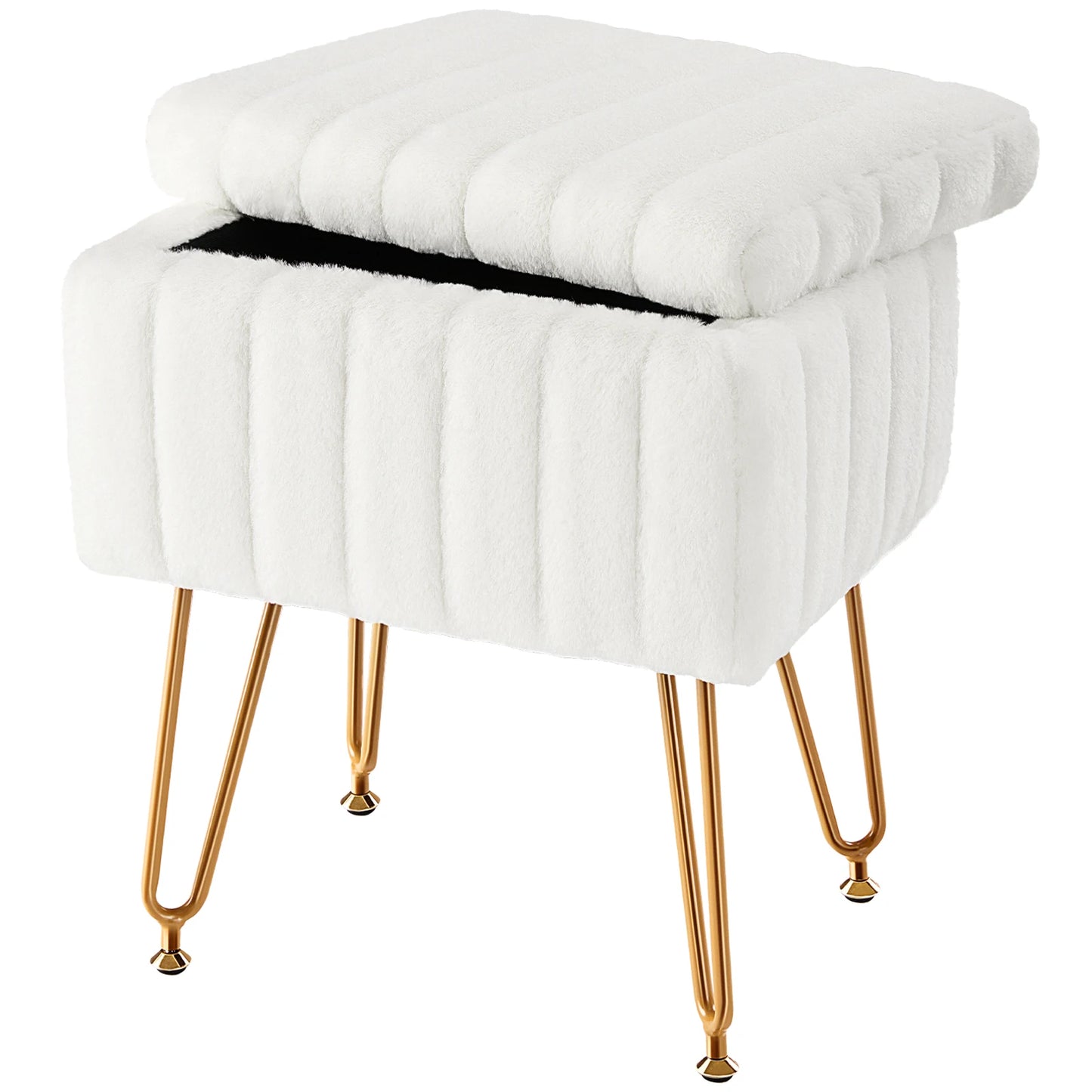 JHK Faux Fur Living Room Hidden Storage Stools & Ottomans