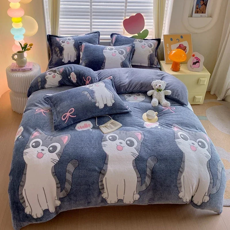 1pc Winter Duvet Cover Queen/King Size Cartoon Style