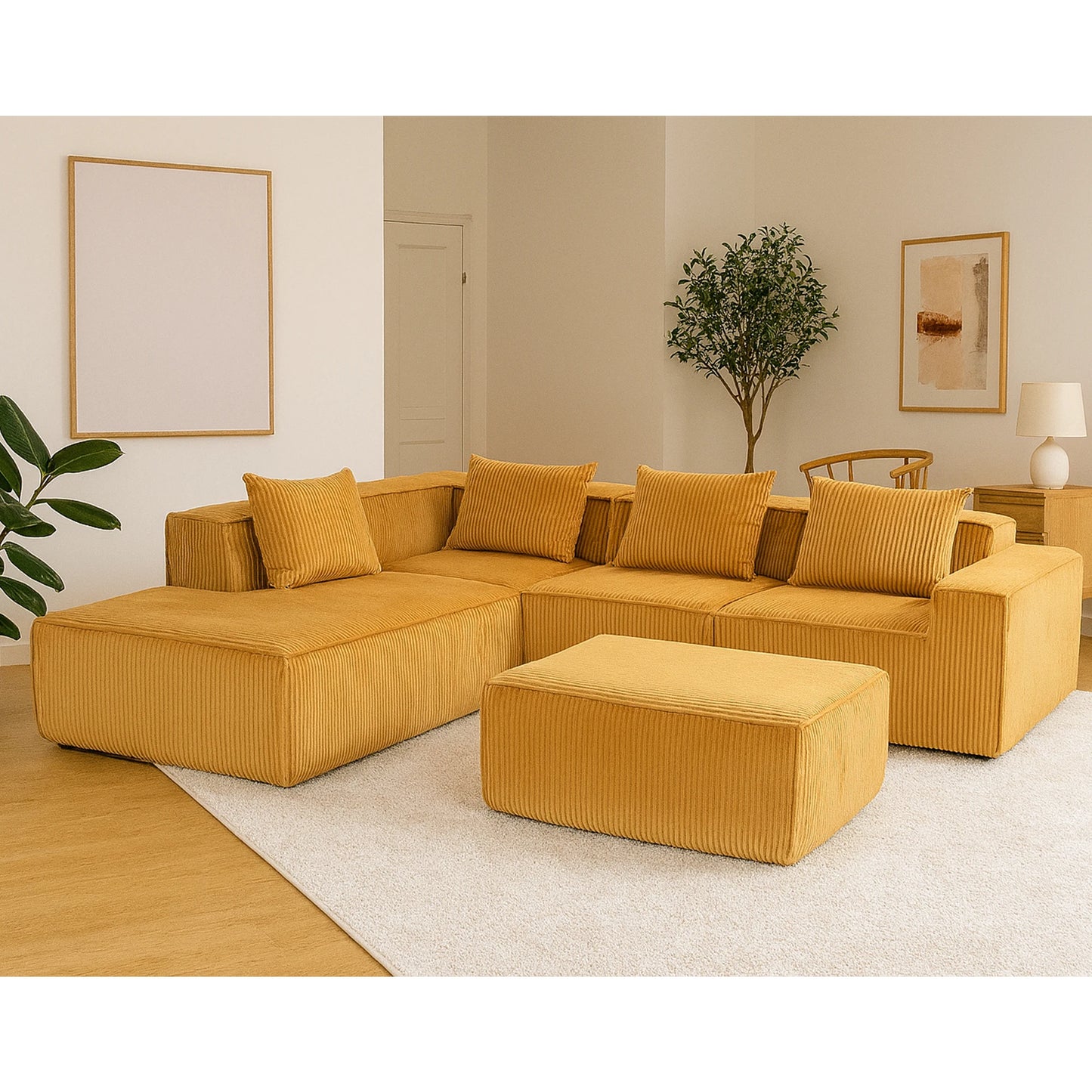 Sectional boneless Couch with L-Shape Chaise