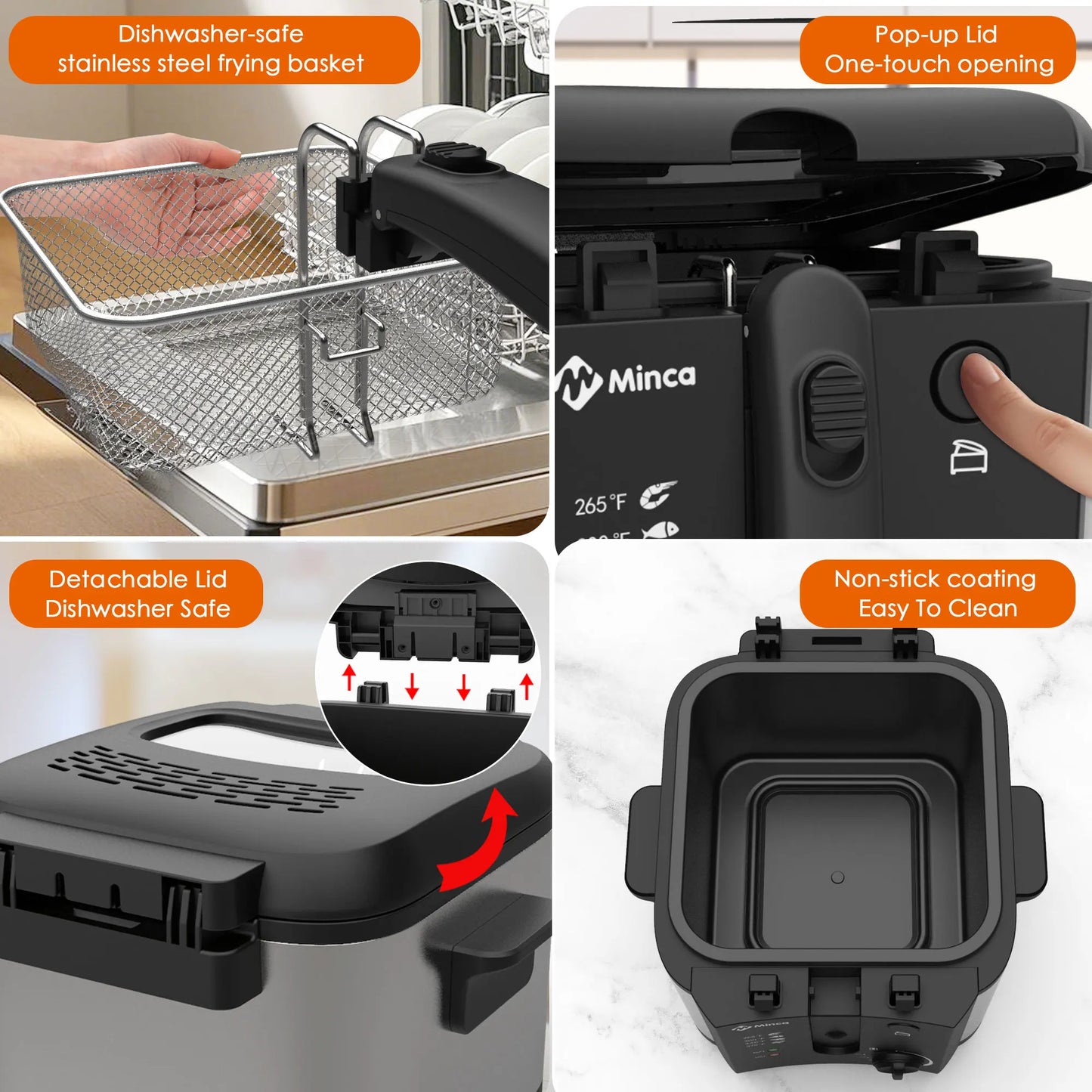 M Minca 2.5L Fryer|1500W Non-Stick