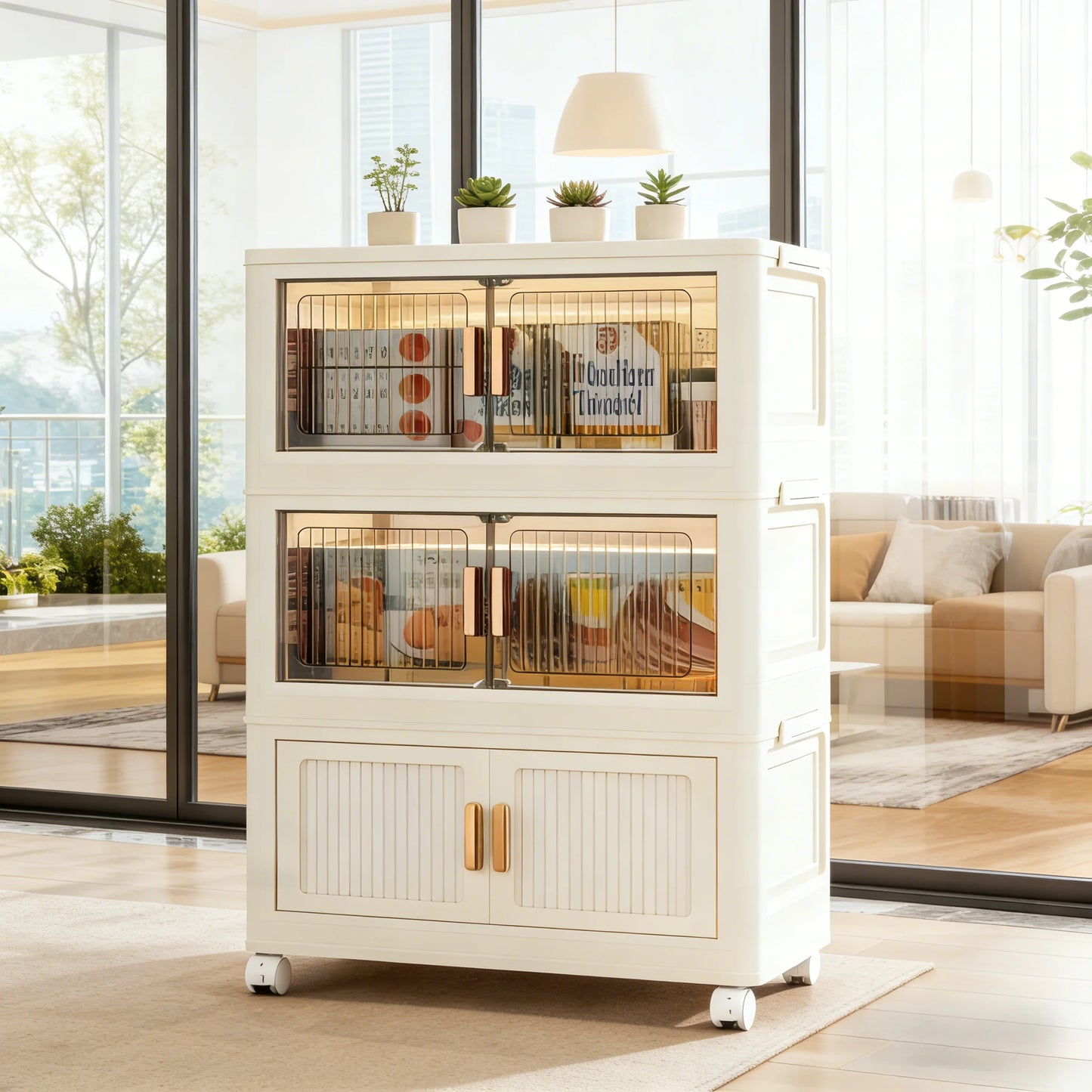 3/4-Tier Folding Storage Organizer with Wheels