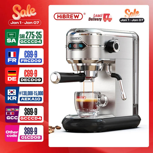 HiBREW Coffee Maker Cafetera 20 Bar Inox Semi Automatic