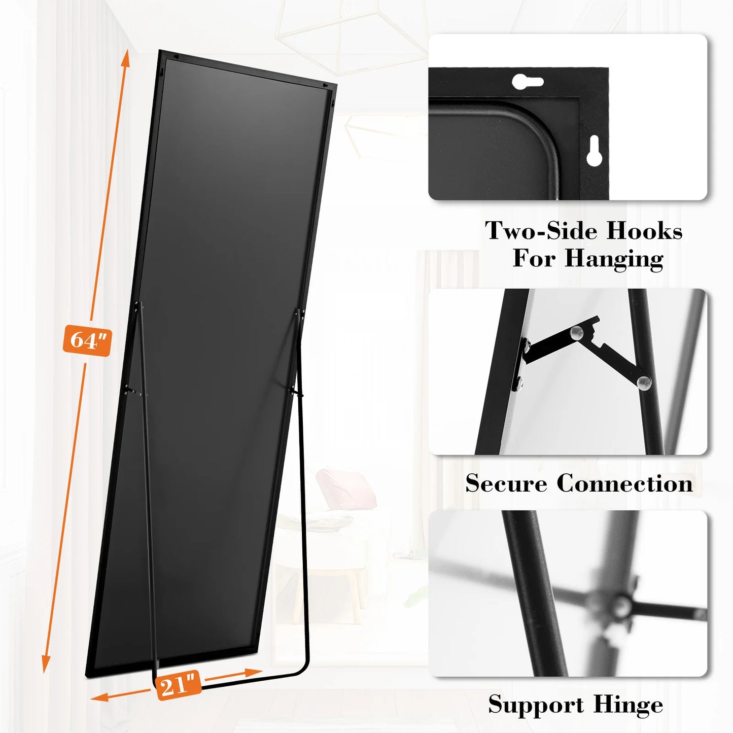 JHK 64"x21" Full Body Wall Mirror Standing Hanging or Leaning