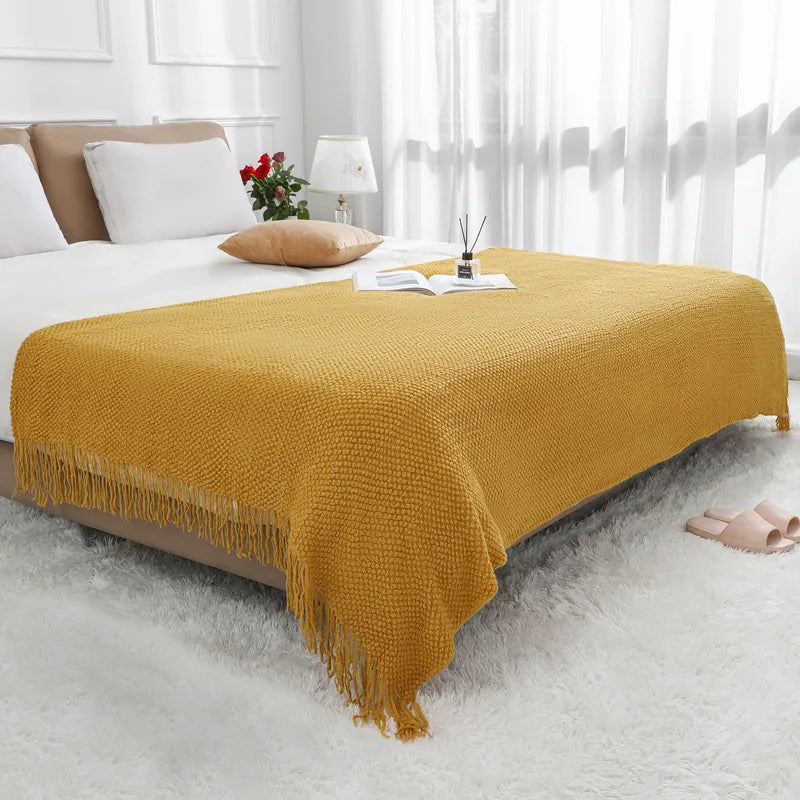 130x220CM Boho Throw Blankets Textured Big Knitted