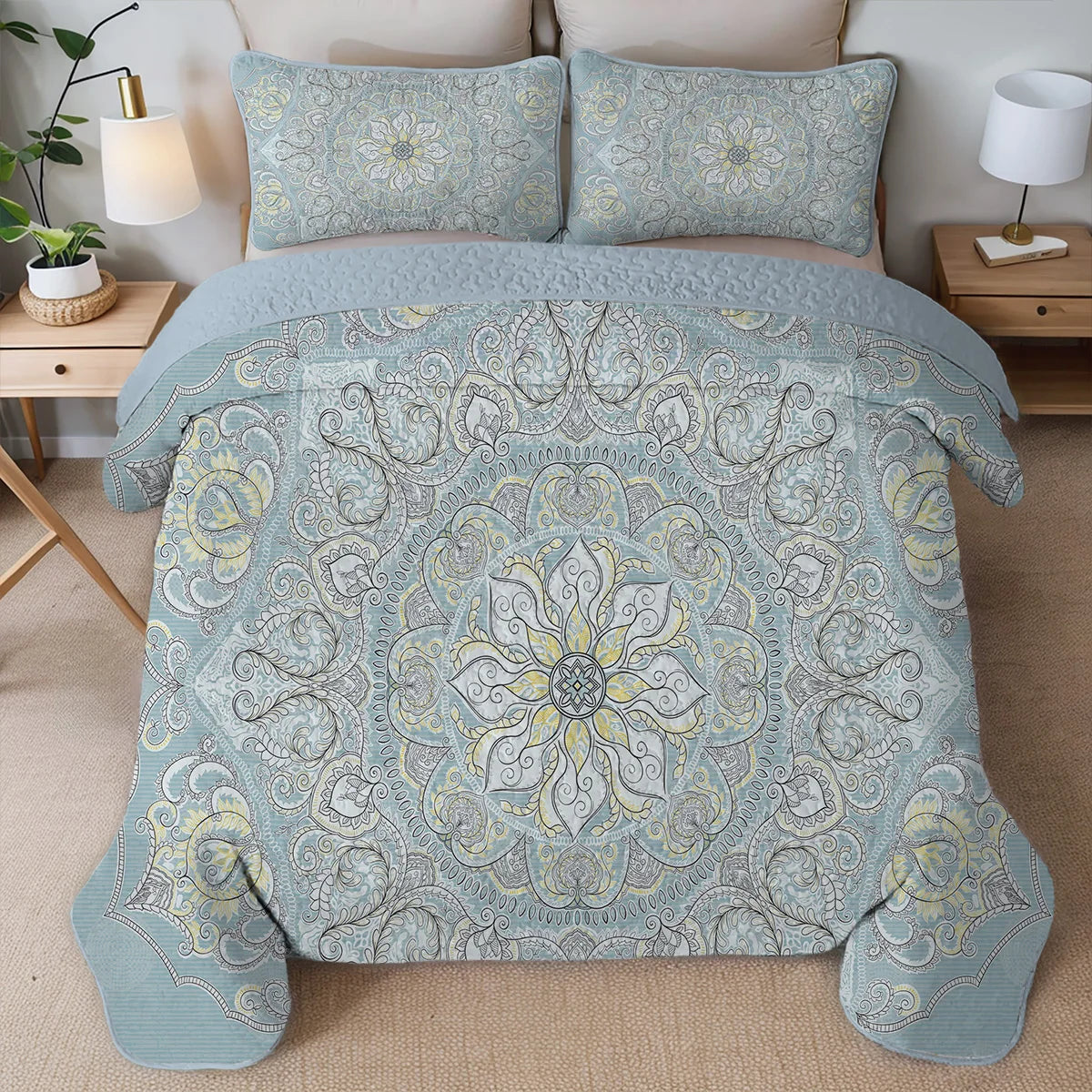 2/3-Piece Boho Printed Quilt Set